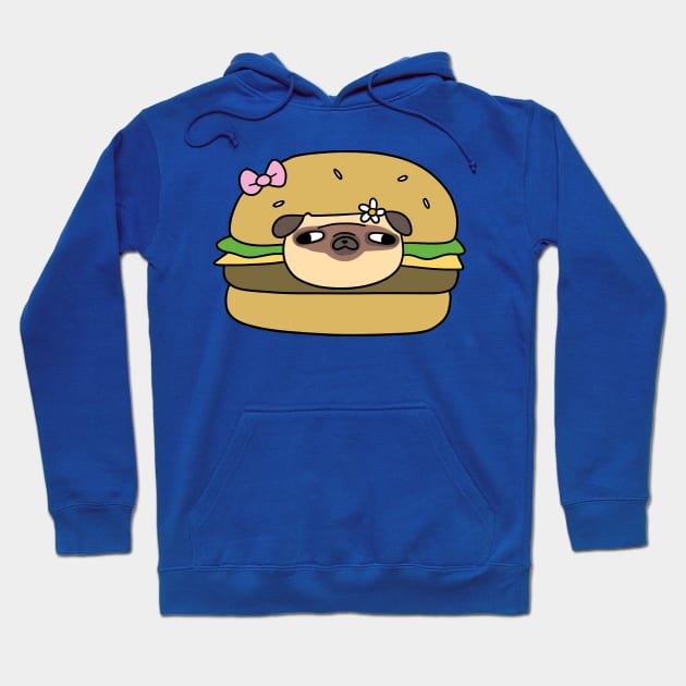 Pug face on Hamburger Hoodie by saradaboru